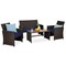 Best Choice Products 4-Piece Outdoor Wicker Patio Conversation Furniture Set w/ Table, Cushions